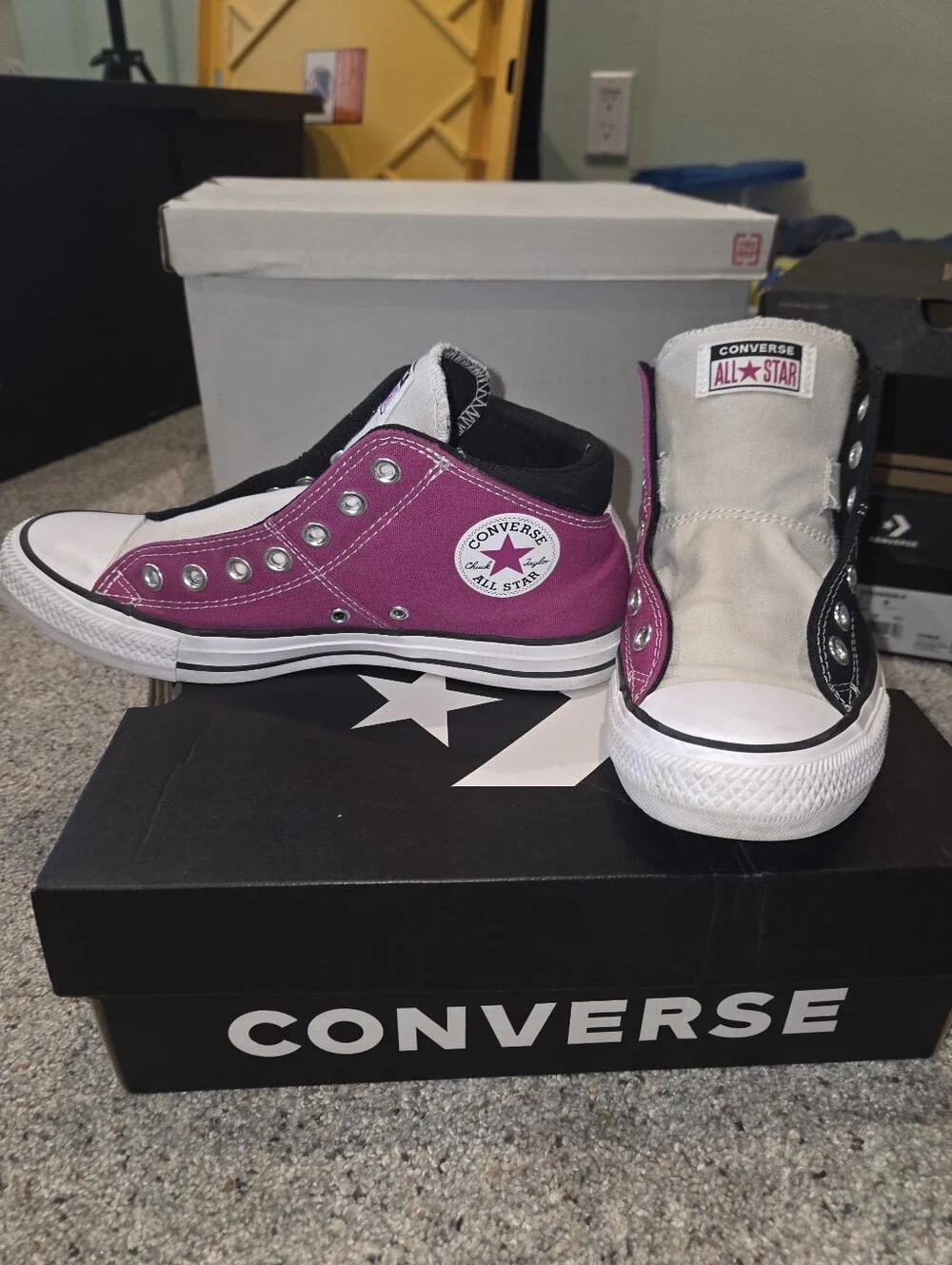 Converse Two-Tone Padded High Top Sneakers Pink & Black Womans Size 9